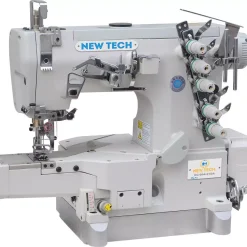 New-Tech GC-664-01DA 3-Needle 5-Thread Cylinder Bed Coverstitch Industrial Sewing Machine With Table And Built-in Direct Drive Servo Motor | GoldStar Tool