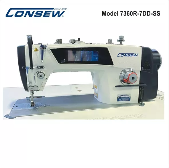 Consew 7360R-7DD-SS High Speed Single Needle Drop Feed With Stainless Steel Bed Lockstitch Industrial Sewing Machine With Table And Servo Motor | GoldStar Tool 2 Consew 7360R-7DD-SS High Speed Single Needle Drop Feed With Stainless Steel Bed Lockstitch Industrial Sewing Machine With Table And Servo Motor | GoldStar Tool - Image 2