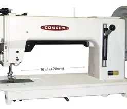 Consew 2040 Extra Heavy Duty Long Arm Single Needle Compound Feed Alternating Presser Feet Lockstitch Industrial Sewing Machine With Table And Servo Motor | GoldStar Tool